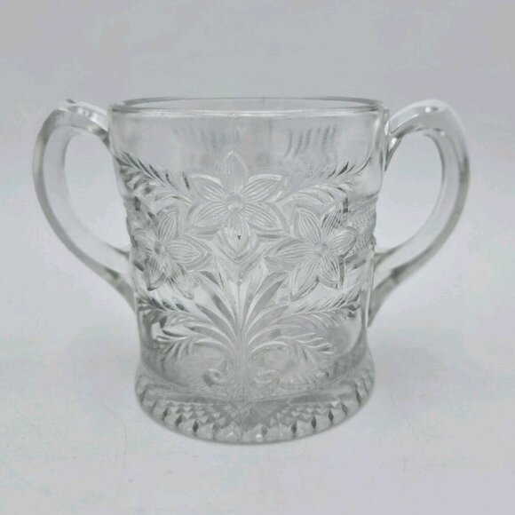 EAPG INDIANA GLASS No 162 Bouquet Narcissus Spray Winner Sugar 4 3/8" Antique - Picture 5 of 11